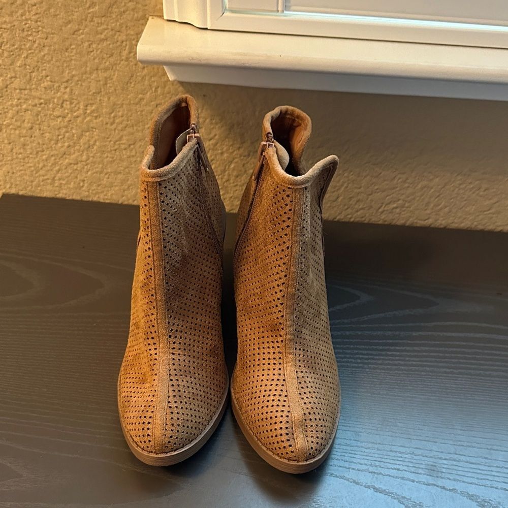 Soda Tan Perforated Ankle Booties